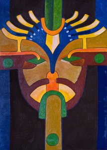 Autorretrato como um dos meus primeiros ancestrais em um Santuário, 2007 (óleo sobre madeira)
