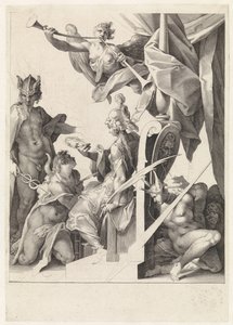 Mercury leva jovens artistas ao Minerva de Jan Harmensz. Muller