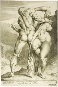O estupro de uma mulher Sabine, vista de trás de Jan Harmensz. Muller