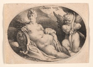Vénus e Cupido nas nuvens de Jan Harmensz. Muller