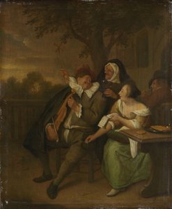 Homem com um violino em má companhia de Jan Havicksz. Steen (copy after)
