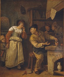 Um ourives a derreter as jóias de uma mulher na presença de um notário: O Alquimista, c. 1668-70 (óleo sobre tela) de Jan Havicksz. Steen