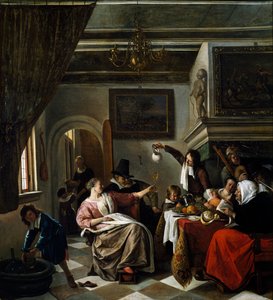 Celebração familiar, por Jan Steen (1626-1679)