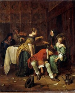 The Bad Company. pintura de Steen Jan Havicksz (1626-1679) (H S/WOOD 0,41 X 0,35).