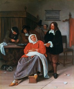 Um homem oferecendo uma ostra para uma mulher, c1660-1665 de Jan Havickszoon Steen