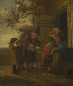 Pedlar que vende óculos fora de uma casa de campo, c. 1653 de Jan Havickszoon Steen