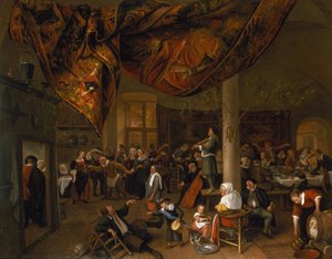Uma festa de casamento da aldeia com foliões e uma festa de dança, 1671