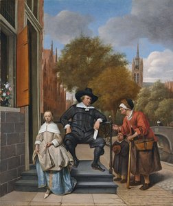 O Burgher de Delft e sua filha, 1655 de Jan Havickszoon Steen