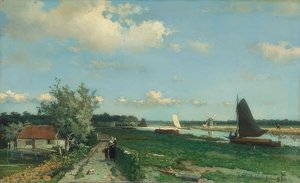 O canal Trekvliet, perto de Rijswijk, também: Vista perto da ponte Geest. 1868