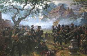 Tropas Nassau em Hougoumont durante a Batalha de Waterloo
