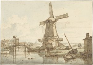 Paisagem com moinho de vento de Jan Hulswit