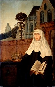 Santa Isabel de Portugal conhecida como Santa Isabel de Aragão (1271-1336) Detalhe. Pintura em madeira por Jan Provost (ca. 1465-1529) Dim. 140x90 cm Genes, Galleria di Palazzo Bianco
