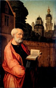 Saint Pierre Detail. Pintura sobre madeira por Jan Provost (ca. 1465-1529) Dim. 140x90 cm Genes, Galleria di Palazzo Bianco de Jan II Provost