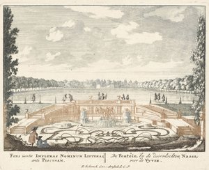 Fonte e grande lago nos jardins do Palácio Het Loo, 1694-97