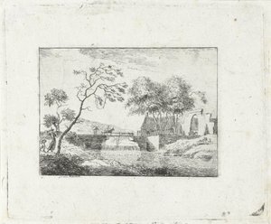 Paisagem com ponte e casa de campo de Jan Izaak van Mansvelt