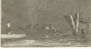 Barco a remo com figuras em um rio de Jan Izaak van Mansvelt