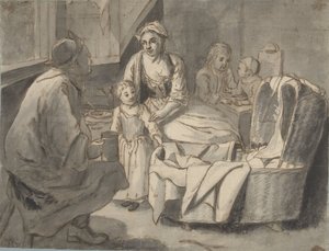 Interior com uma família com filhos de Jan Josef Horemans (II) (possibly)