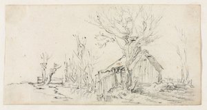 Esboço da paisagem com chalé, c. 1630 de Jan Josephsz van Goyen