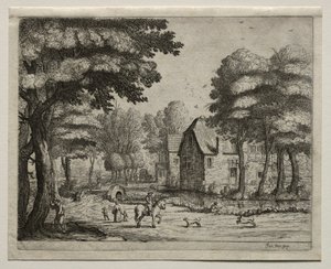 A ponte de pedra. de Jan Josephsz van Goyen