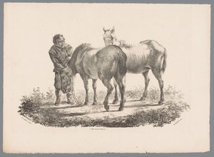 Homem e dois cavalos Beesten Studien por J. Kobell após Paul Potter Nr. 1 (título da série) de Jan Kobell (III)