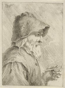 Velho com barba e um cano na mão de Jan Lauwryn Krafft (I) (attributed to)