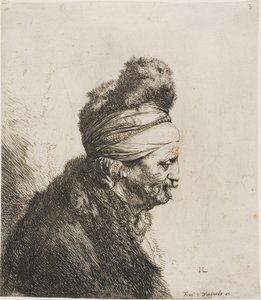 Busto de um homem oriental, virado para a direita de Jan Lievens