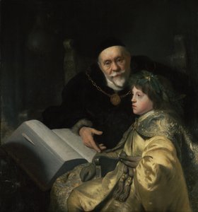 O Príncipe Carlos Luís do Palatinado com o seu tutor Wolrad von Plessen em traje histórico de Jan Lievens