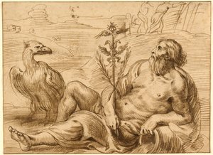 Deus do rio com uma águia de Jan Lievens