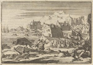 Terremoto na Jamaica destruindo a cidade de Port Royal, 1692