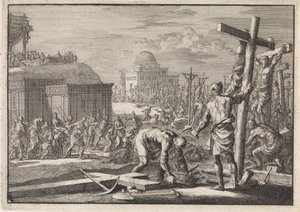 Alexander Joannes, príncipe dos judeus, tem súbditos crucificados contra ele de Jan Luyken