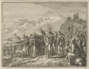 Cristo pregando perante uma multidão ao ar livre de Jan Luyken