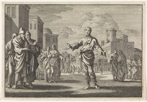 Jesus, filho de Ananus, percorre as ruas de Jerusalém de Jan Luyken