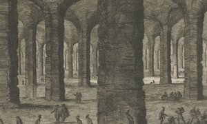 Pedreiras de calcário sob o Sint-Pietersberg St Pieters Bergh perto de Mastricht, como aquele que expõe sob o Aerde (título no objeto) de Jan Luyken