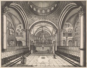 Coro da Igreja do Santo Sepulcro em Jerusalém de Jan Luyken