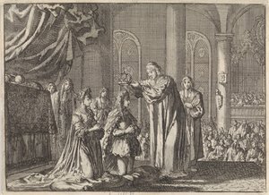 Coroação de Guilherme III e Maria II Stuart pelo Arcebispo de Cantuária, 1689 de Jan Luyken