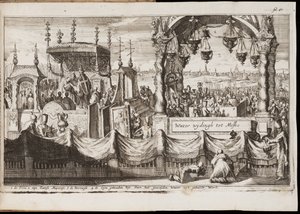 A Grande Bênção das Águas em Moscou (cerimônia religiosa anual com procissão) - Obra de Jan (Johannes) Luyken (1649-1712), gravura (20,1x30 cm) de Jan Luyken