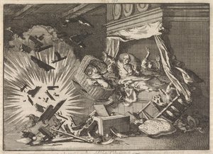 Explosão de uma bomba numa casa em Ebbingestraat, em Groningen, 1672