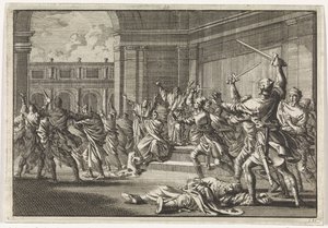 Tumulto e luta no templo em Jerusalém de Jan Luyken