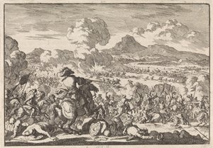 Vitória do príncipe Eugênio sobre os turcos no Tisza, 1697 de Jan Luyken