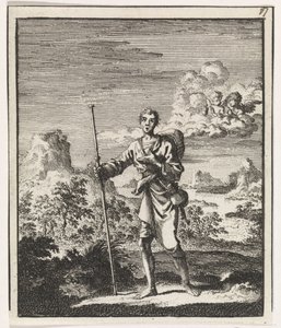 Peregrino em uma paisagem de montanha de Jan Luyken