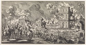 Romanos destroem um templo judaico em Jerusalém de Jan Luyken