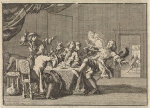 Thomas Tullock, apoiante do Rei James II na Escócia, é morto pelo inesperado disparo da sua pistola, 1690 de Jan Luyken