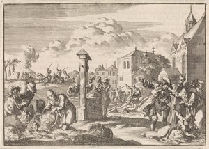Perseguição de protestantes por Marsaut em Niort, 1682 de Jan Luyken
