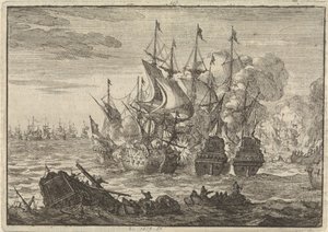 Batalha Naval em Beachy Head, 1690 de Jan Luyken