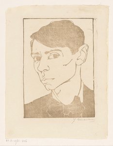 Auto-retrato com laço de gravata-borboleta de Jan Mankes (signed by artist)