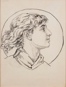 Cartão para a policromia da Igreja de Santa Maria - Cabeça de anjo de Jan Matejko