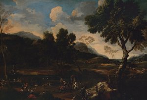 Paisagem com uma batalha entre dois carneiros, ca. 1640