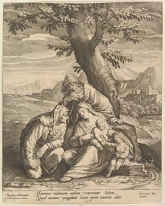 Sagrada Família com Santa Isabel e S. João Batista, 1588. de Jan Muller