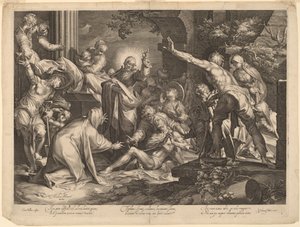 A Ressurreição de Lázaro de Jan Muller, after Abraham Bloemaert