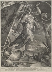 Bellona liderando os exércitos imperiais contra os turcos de Jan Muller after Bartholomaeus Spranger